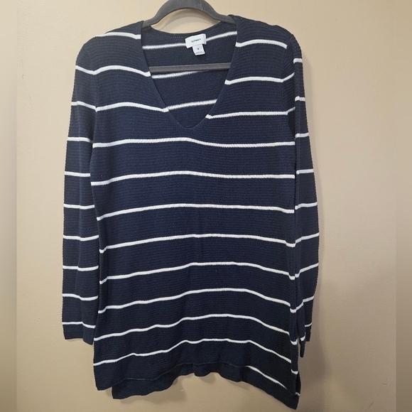 Old Navy Striped Sweater Women's Size M Tunic Length Cotton Blend - Picture 1 of 4